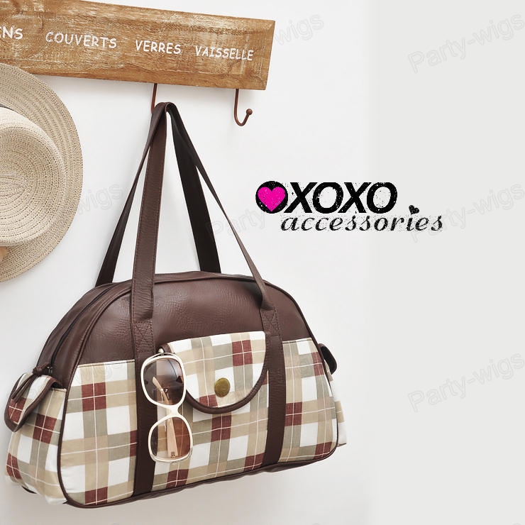 XOXO Women Ladies Brown Checkers Hobo Fashion Totes Clutch Handbags Bags BA37